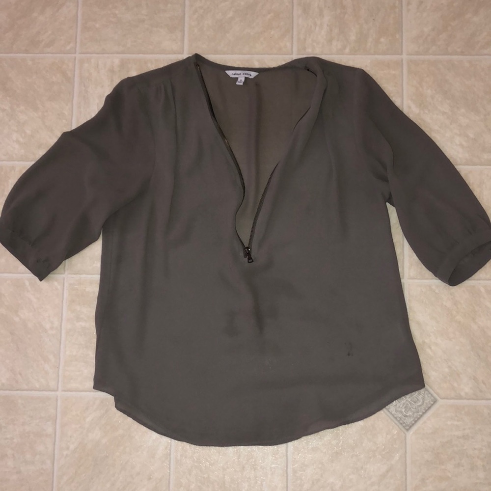 Gray quarter zip top